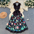 Korean style chic & edgy sleeveless a-line dress - women's new summer high-waisted tie-waist maxi dress - slimming