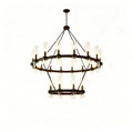 American industrial double-layer ring personalized chandelier house high-ceiling living room multi-head iron chandelier hotel engineering chandelier