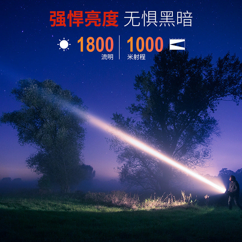 Cross-border flashlight strong light charging long-distance shooting outdoor long battery life 21700 battery convenient tactical flash flashlight