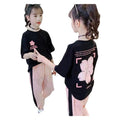Girls' summer outfit set  new style kids' summer clothes chic short sleeve girls' fashionable sporty summer two-piece set