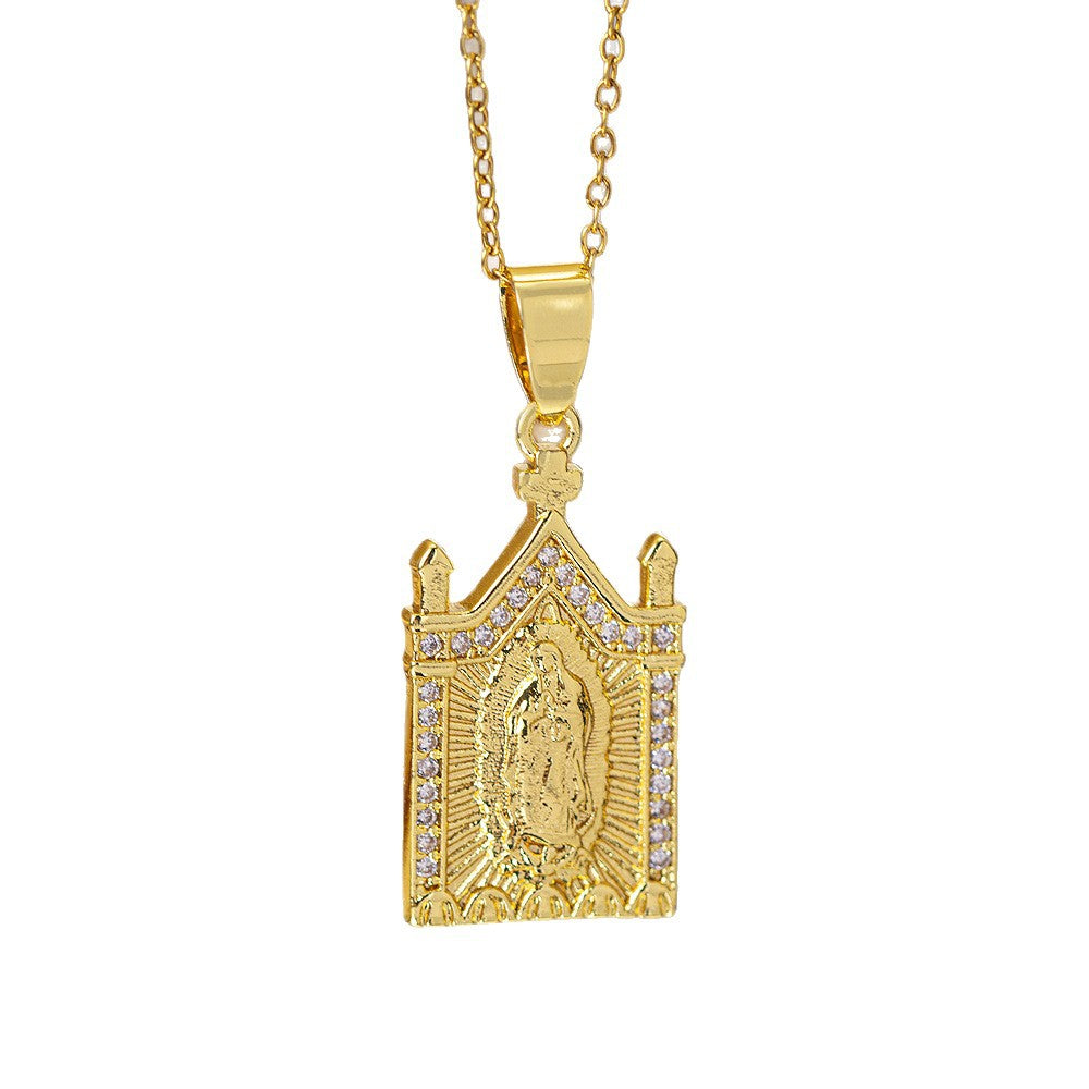 [titanium steel] cross-border popular copper micro-embedded necklace for women, stainless steel gold-plated electroplated high-end exquisite clavicle chain jewelry