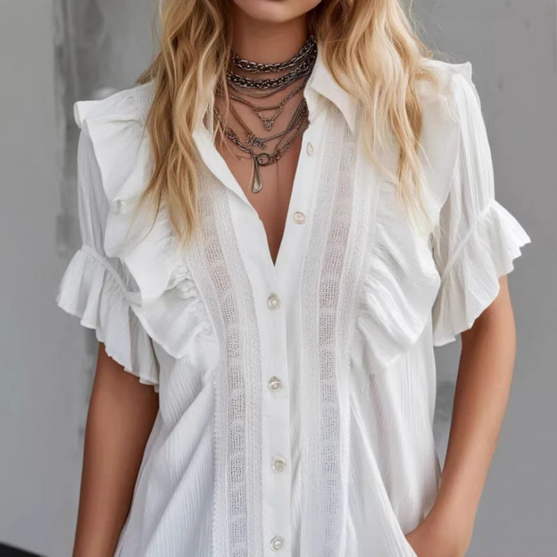 Amazon fashionelegantcasualeasiest for matchslitpatchworkpolo collar shirtsummernew arrivalslimming looktops