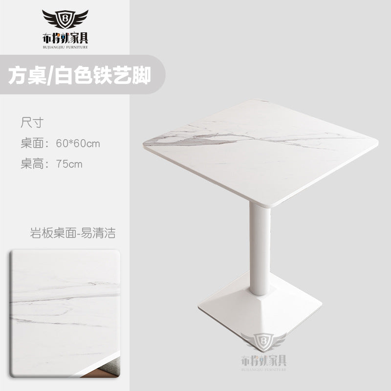 Bar table and chair combination, rock slab canteen dining table, commercial milk tea shop long table, reception and negotiation, cafe small round table