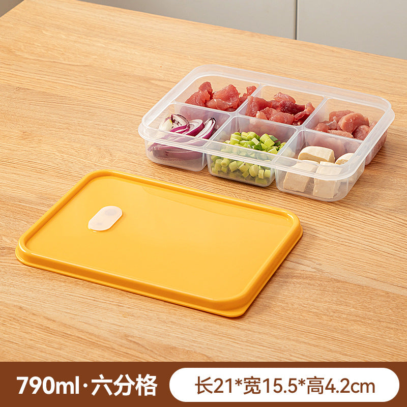 Kitchen, refrigerator, fresh-keeping storage box, sealed food preparation, transparent fresh-keeping box, food grade grid plastic freezer