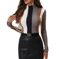 european and american new knitwear: semi-high neck pullover striped fashion top sweater