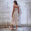 spring/summer new arrival: cross-border women's strapless dress with ruffle hem and sexy, elegant floral print