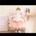 Girls' knitted sweater -  new style baby girl pearl heart pullover cardigan - sweetheart princess fashion top