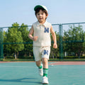 summer new boys' suit: breathable sleeveless top with turn-down collar design, stylish and casual two-piece set for kids