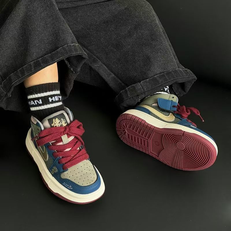 Boys' mythical monkey king high-top sneakers,  autumn/winter new collection, kids' athletic shoes, double-layer cotton fleece lined, aj style for girls