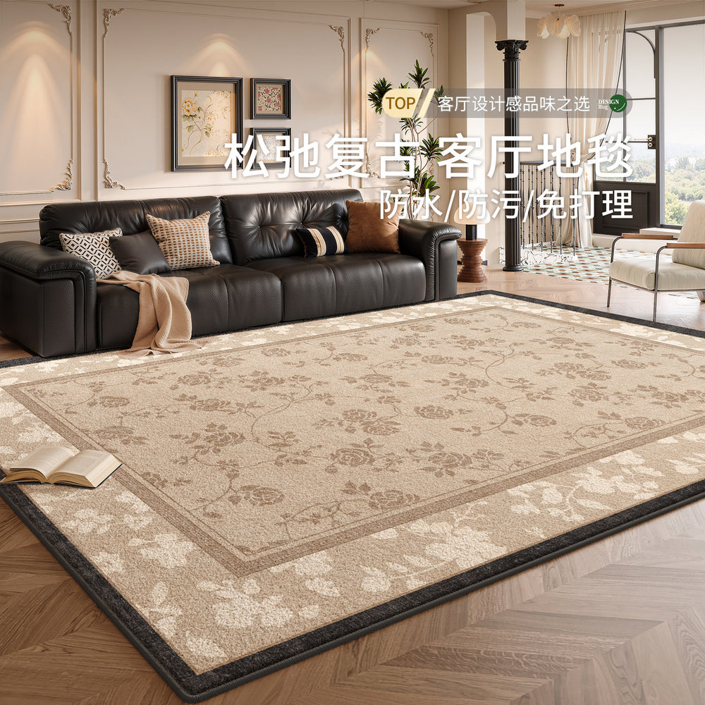 Carpet living room retro medieval style 2026 new style no-wash, wipeable, waterproof and anti-fouling classy sofa bedroom floor mat