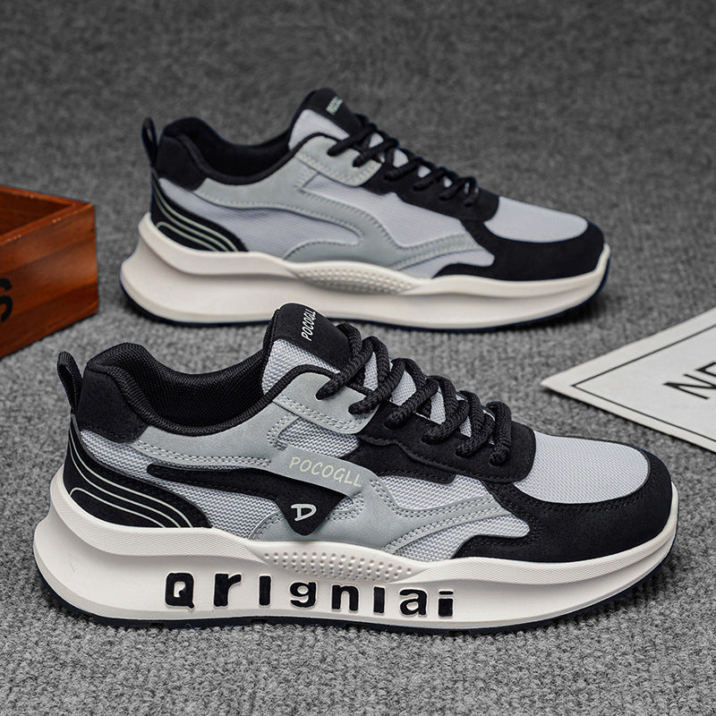 Men's spring new breathable mesh shoes trendy versatile anti-slip athletic casual chunky sole dad shoes