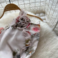 Atmosphere stereo flower halter oblique shoulder suspender dress female french pure desire waist elegant slit floral skirt