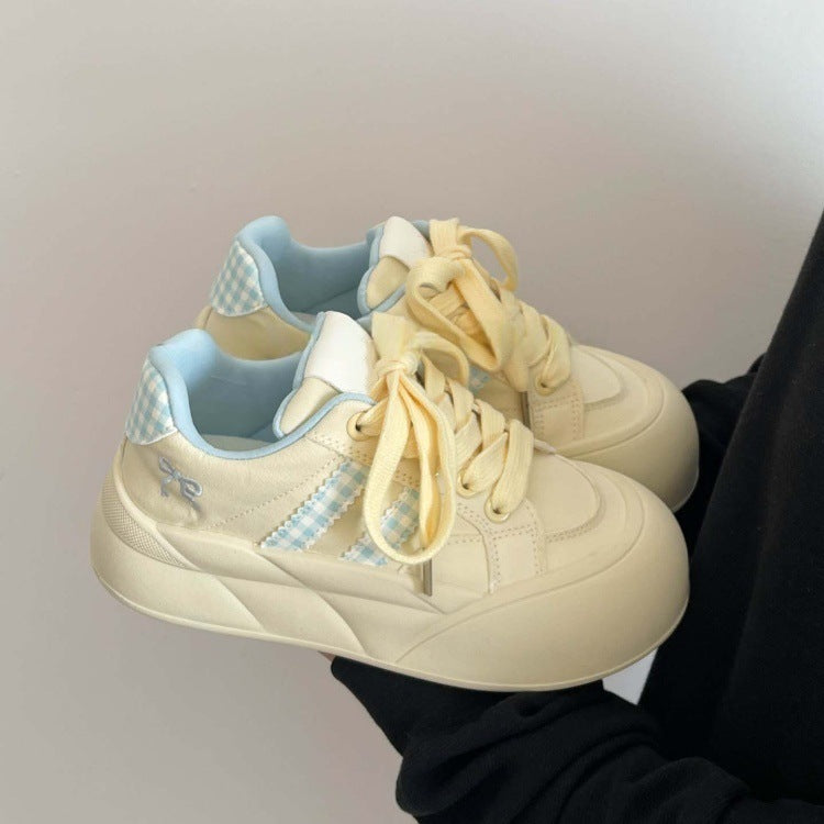 Autumcasual sneakers for women 2026new arrivalthick solewhite shoes with skirt thin canvas shoes niche style bread shoes