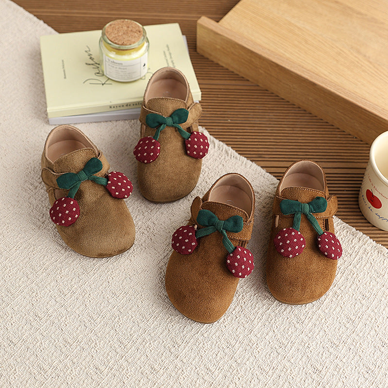 Vancahao little girl's cute birkenstock-style shoes  soft sole korean style girls' single shoes velcro casual baby shoes