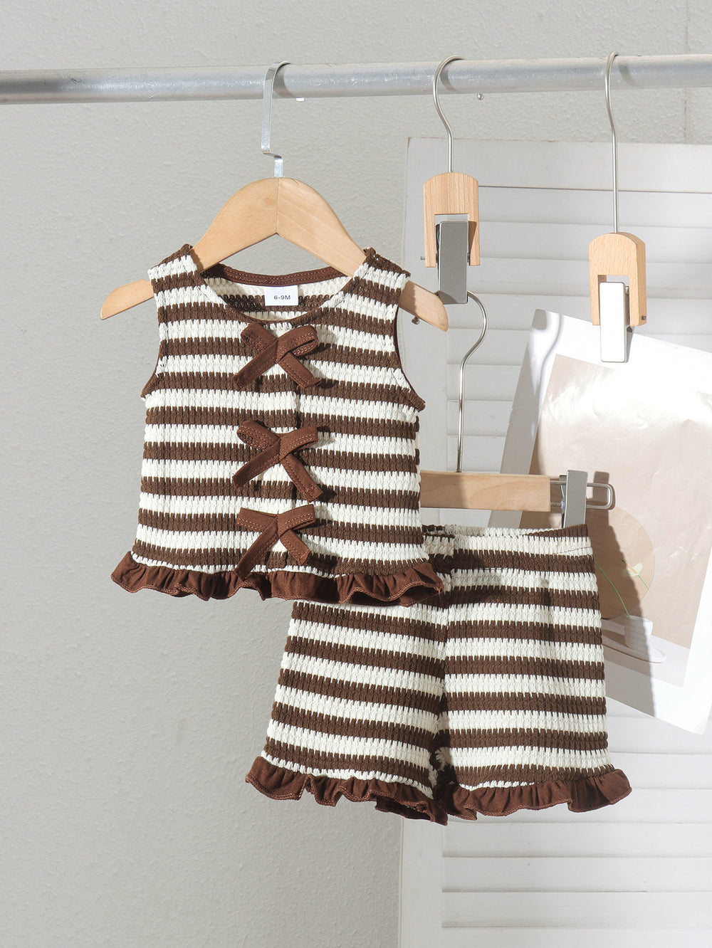 Baby clothing kids set children outfit brown vest + shorts two-piece set