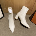 High-heeled short boots for women 2025fall and winternew arrivalk-style zipper pointed toe women's boots nude boots easiest for matchpopularmartin boots women's shoes