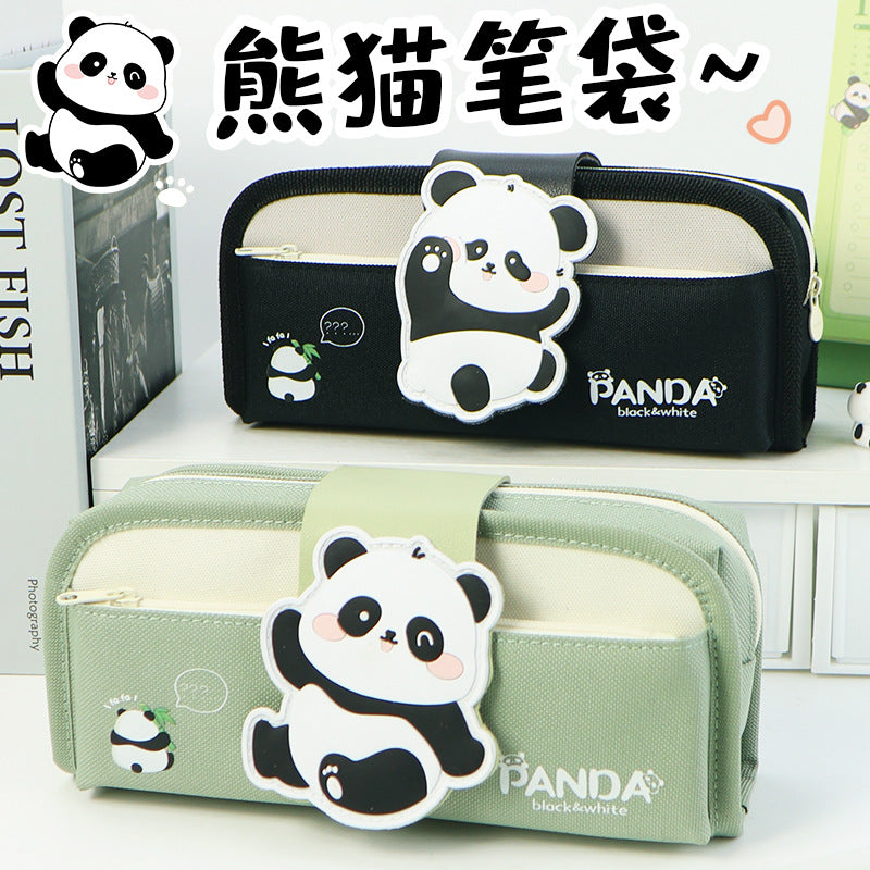 Foreign trade Korean version cartoon removable panda pencil case wholesale large-capacity stationery box primary school students men's and women's stationery bags