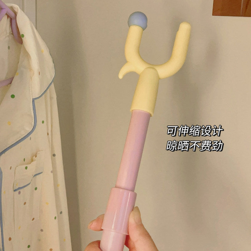 Clothes pole for home retractable clothes drying fork balcony long drying hanging clothes drying pole fork dopamine clothes pole