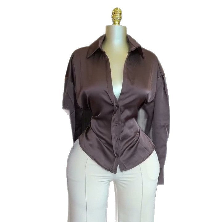 European and american cross-border women's clothing:  summer new arrival - elegant and stylish design, tie-waist, long-sleeved shirt top