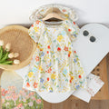 Girls' summer floral dress - trendy bubble sleeve sundress for kids - stylish cartoon print dress