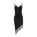 European and american women's clothing  spring new sexy backless solid color camisole top with asymmetrical hem midi skirt set