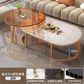 Gold frame - [oval thickened white rock + tea glass crystal]
