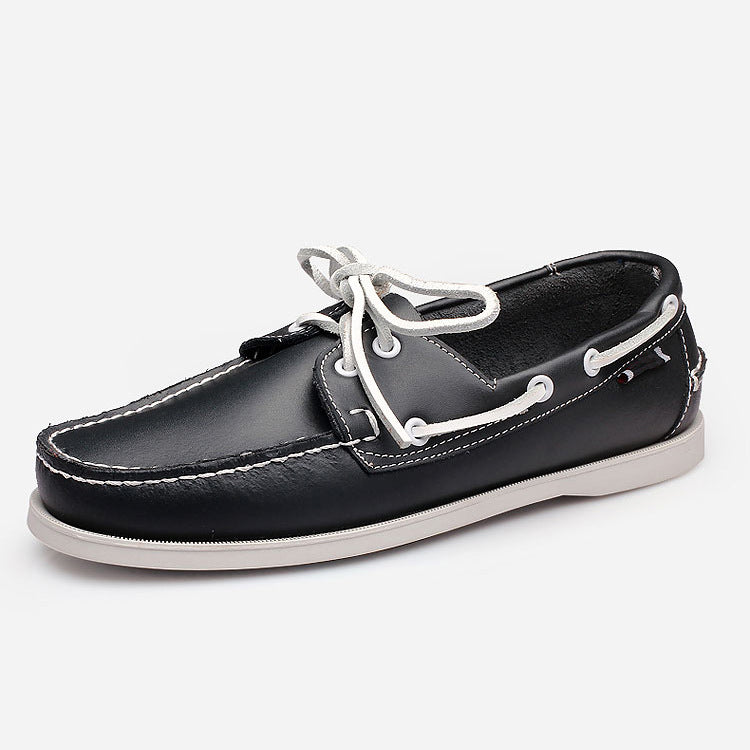 Men's genuine leather casual shoes - boat shoes, british style business formal leather shoes, retro classic handmade shoes
