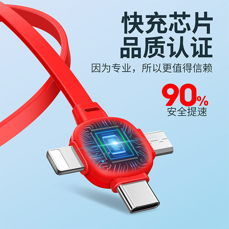 5a super fast charging retractable 3-in-1 charging cable - customizable with company logo, ready to ship directly