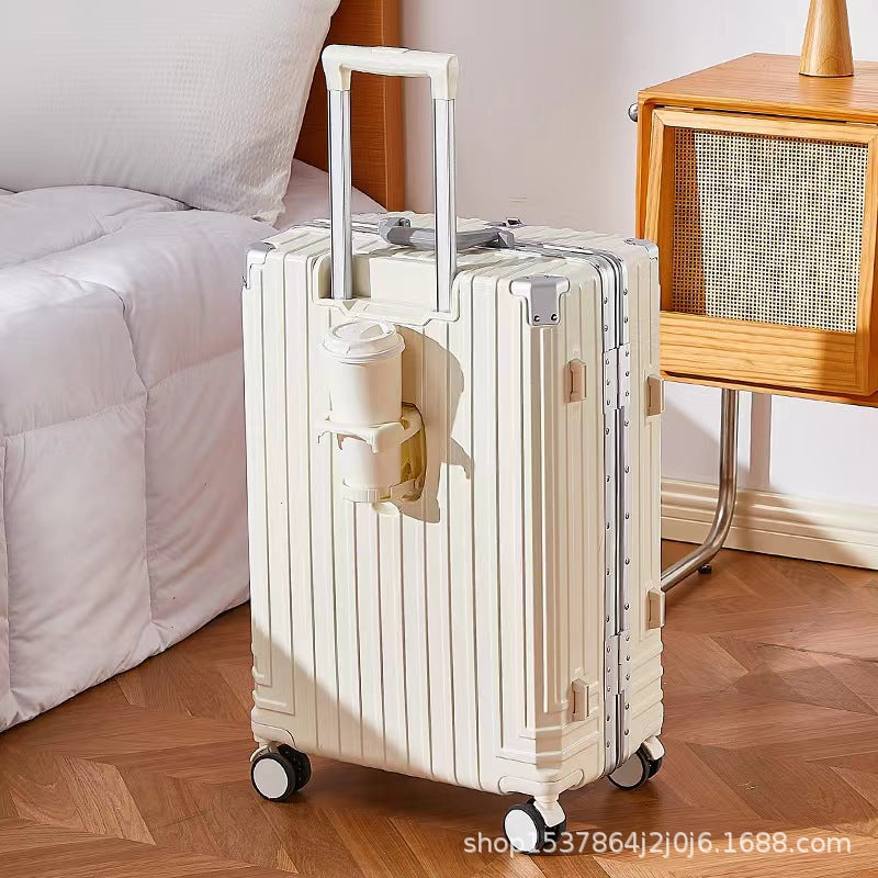 New multi-functional aluminum frame trolley case, men's and women's small fresh suitcase, large capacity universal wheel password boarding case