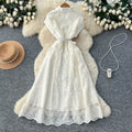 Luxury lace dress for women - summer crochet embroidery, unique and chic design, exuding a sophisticated and elegant aura