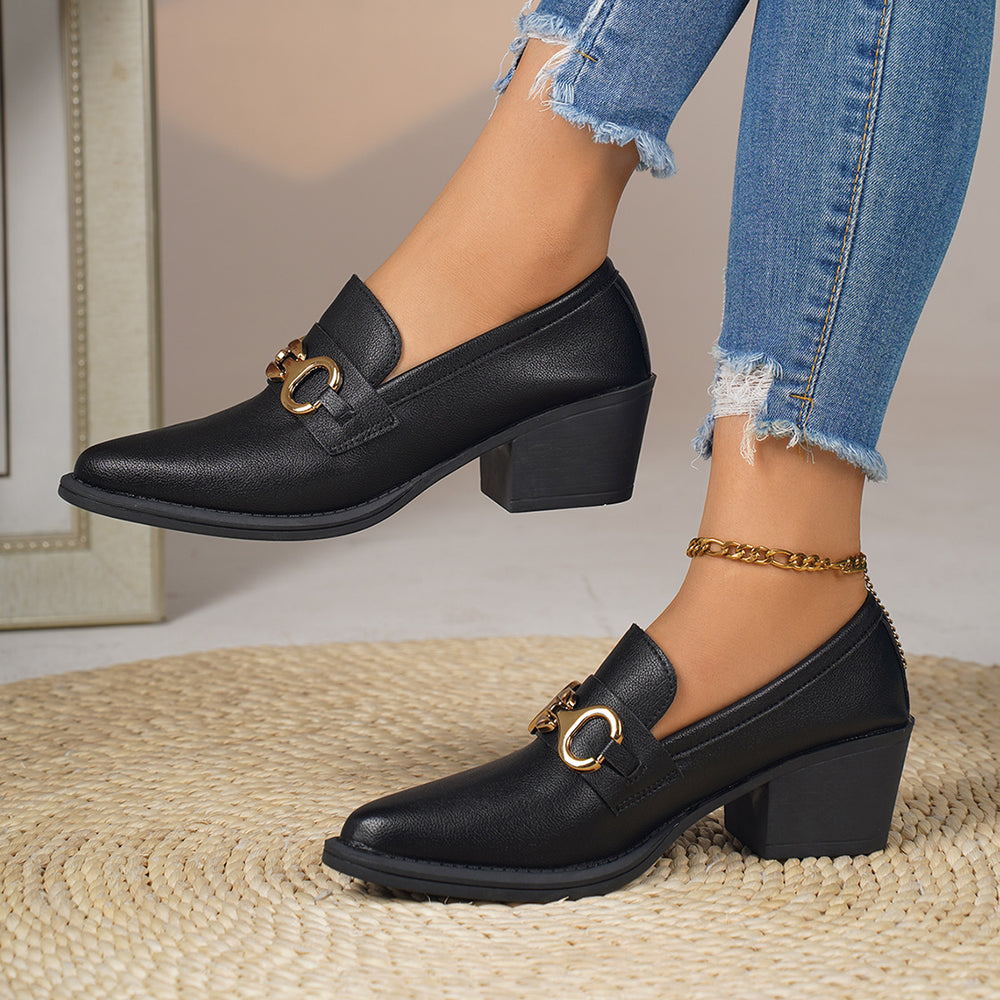 Women's high heels for export, spring  new collection: stylish, versatile, deep-v, platform, soft leather, chunky heel pumps - perfect for cross-border e-commerce