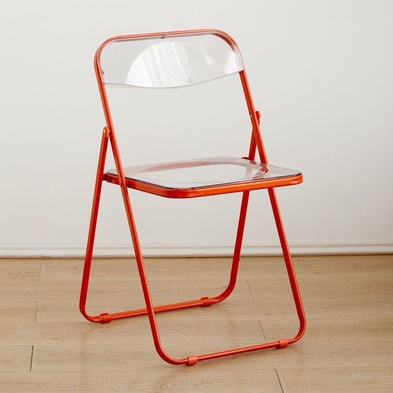 Minimalist folding chair - transparent acrylic photo booth chair for clothing stores, trendy influencer makeup stool, crystal backrest dining chair