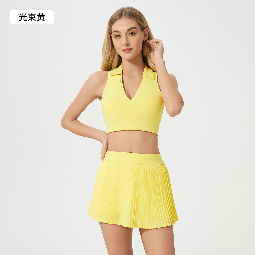 Naked yoga vest running tennis fitness bra polo lapel cut out beautiful back sports intimates women d25009