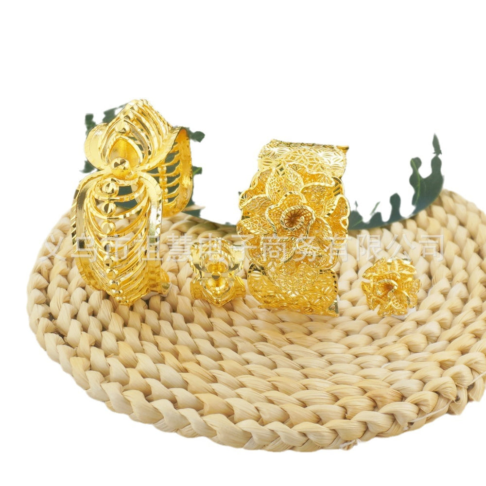 middle eastern women's luxury wedding bracelet and ring set - floral wedding bridal gift jewelry set