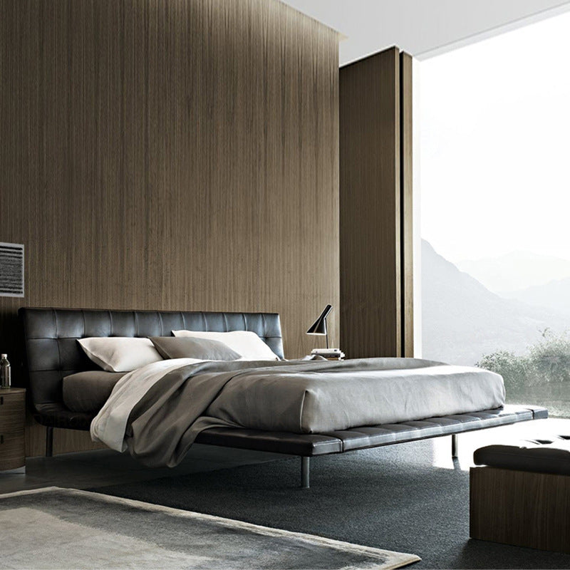 Italian onda bed designer - trending luxury 1.8m double genuine leather italian comfort leather art gentleman's grand bed