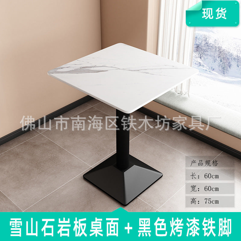Customized commercial slate dining table simple table bar milk tea fast food restaurant canteen rectangular table apartment negotiation table and chairs