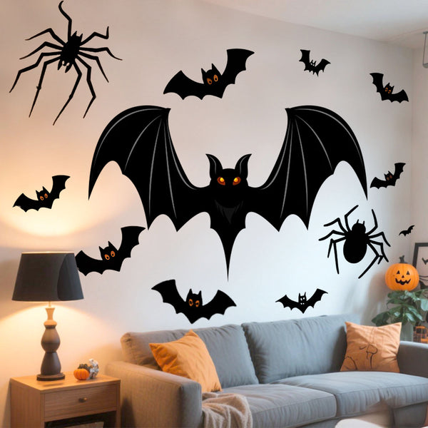Cross-border  new scary spider bat wall sticker for Halloween party decoration self-adhesive