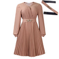 D497 european and american cross-border new independent station v neck fashion elegant elegancepure color pleated plus size african dress