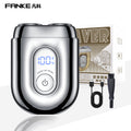 Electric shaver - portable travel razor, full body washable, floating dual-head with double ring blade mesh, compact and travel-friendly