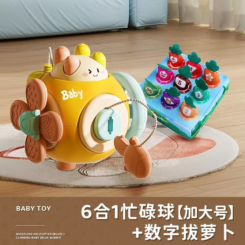 Baby busy ball baby toy 0-1 years old 3 toddlers finger grab ball hexahedron house early education switch button puzzle