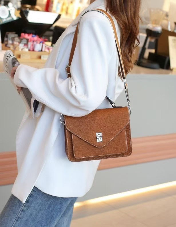 Togo pattern cowhide small square bag for women 2023new arrival women's genuine leather bag work clothingcasualeasiest for match shoulder crossbody bag