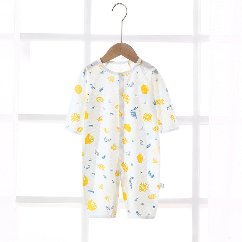 Baby rompers summer thin air conditioning suit baby pure cotton pajamas onesie newborn clothes long sleeve spring and summer outfit