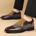 Plus size formal men's shoes brogue carved trendy men's business casual leather shoes breathable new british style color block