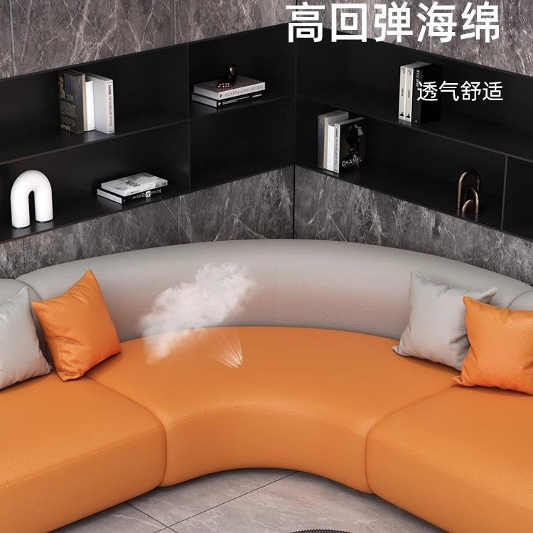 Business negotiation curved sofa hotel lobby office reception area light luxury l-shaped corner sofa