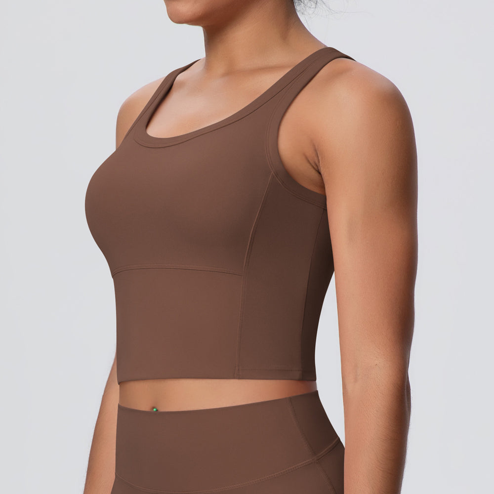 New arrival cross-border brushed yoga tops with chest pad fitness bra women's beautiful back sports intimatesbubble wrap vest outwear