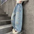 【wholesale order】new girls' denim kids' spring/autumn loose straight-leg washed soft denim casual versatile pants