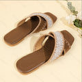 Summer ethnic style criss-cross strap open-toe flat sandals women's bohemian woven casual beach slippers