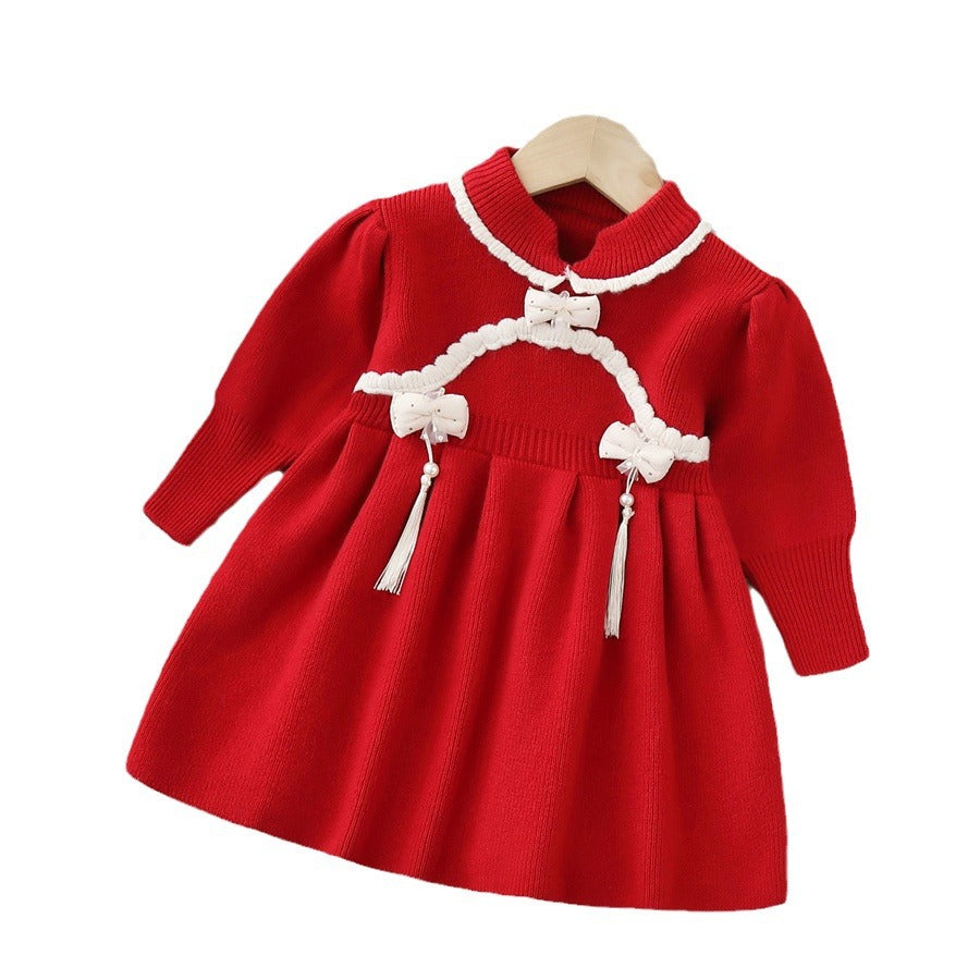 Girls' knit dress - new autumn/winter  collection - hanfu style qipao dress