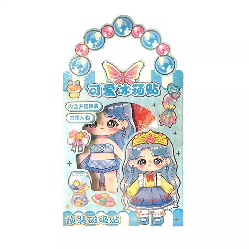 New 3d princess dress-up stickers - ancient style dress-up stickers - reusable dress-up stickers for girls - magnetic dress-up stickers - fridge magnets - easy to use