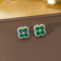 Er-18 silver four-leaf clover earrings